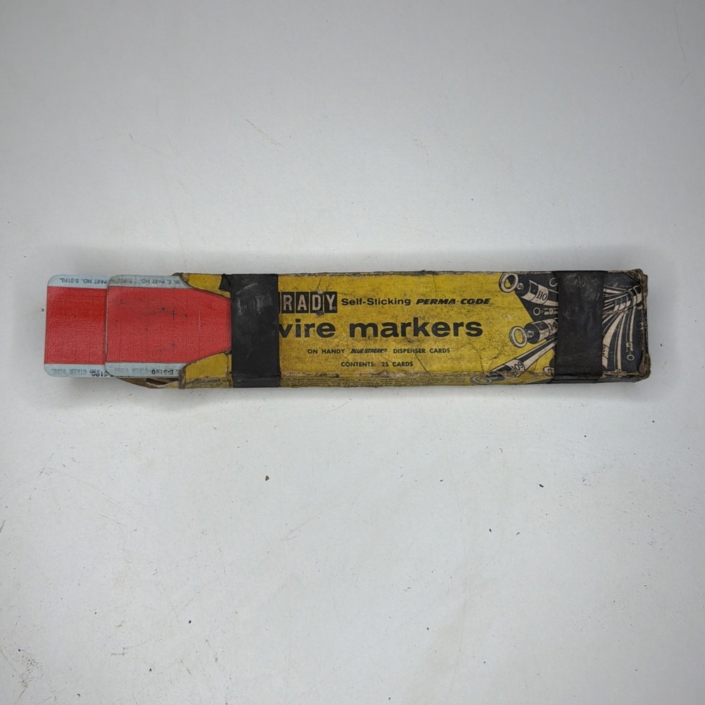 PACK OF 25 BRADY E-5190 WIRE MARKER 25 CARDS Self-Sticking Vintage Blue-Streak